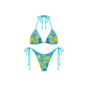 Bikini Rojo de Dos Piezas con Estampado de Estrellas de Mar y Conchas, Escote en V Profundo, Cintura Alta, Lazos Laterales, Traje de Baño para Mujer - Product Image 4