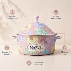 Casserole isotherme en acier rose à motifs floraux de qualité supérieure Marvel Handicrafts avec couvercle, récipient thermique pour aliments, chauffe-plat, ustensile de cuisine - Product Image 5