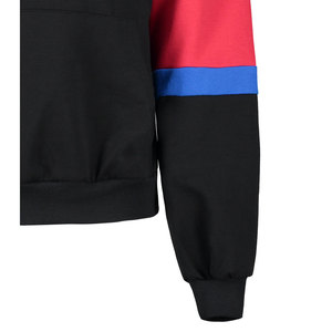 Sweat-shirt décontracté pour homme à blocs de couleur, coupe classique, en molleton bouclette, noir, rouge, bleu, avec rayures sur les manches, pour l'automne - Product Image 3