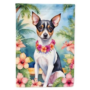 Drapeau de jardin Luau pour ventilateurs Rat Terrier boîte aux lettres multicolore décoratif cour bannière Patio illustration pour parterres de fleurs taille de jardin - Product Image 1