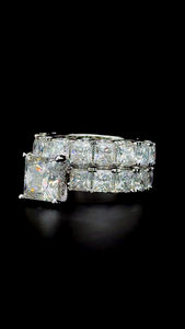 ชุดแหวนเพชรโมอิสสีเงินล้วนสำหรับผู้หญิงชุดแหวน S925เจ้าหญิง5CT 3CT - Product Image 2