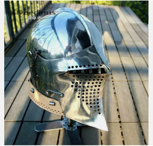 Armure de combat médiévale en métal poli, casque intégral pour costume historique, idéal pour spectacle, combat de scène, exposition, souvenir - Product Image 3