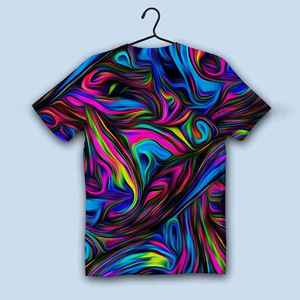 T-shirt pour homme imprimé sur toute la surface avec motif, 100% coton, coupe ample décontractée, lignes brisées, tee-shirt sublimé - Product Image 3