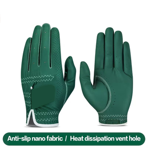 Gants de golf personnalisés en gros avec logo, verts, antidérapants, respirants, à enfiler, en cuir de Cabretta souple de qualité supérieure, pour main gauche - Product Image 2