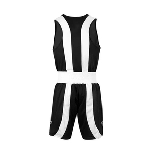 Ensemble de maillots de basket-ball sublimés personnalisés, noir et blanc rayé, sans manches, unisexe, adulte, polyester respirant, vêtements d'équipe - Product Image 5