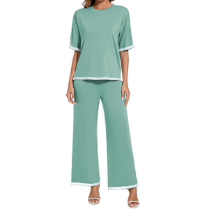 Conjunto de 2 Piezas para Mujer, Mezcla de Algodón, Corte Holgado, Estilo Casual, Venta al Por Mayor, Proveedor de Fábrica - Product Image 5