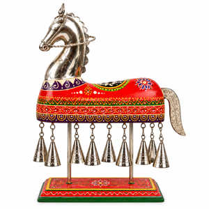 Cloche à cheval en bois peinte à la main, décoration de table pour la maison avec des motifs artistiques indiens traditionnels - Product Image 3
