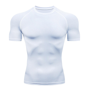Wholesale Custom Logo <b>Men</b> <b>Compression</b> Gym <b>Shirt</b> Dry Fit Short Sleeve Sports Wear Breathable Fitness Bodybuilding Training Top - Product Image 2