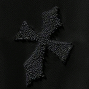 Camiseta Negra de Manga Corta para Hombre con Detalle de Cruz en Relieve, Cuello Redondo, Estilo Urbano, Casual, Holgada, Ropa al por Mayor - Product Image 6