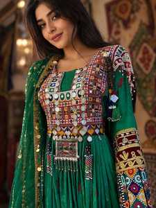 Ethnic Wear Afghan Kuchi Chiffon Floor Length Handmade Embroidered Beaded Appliqued Washable Tribal Afghan Kuchi <b>Wedding</b> <b>Dresses</b> - Product Image 3