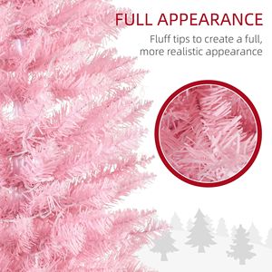 Albero di Natale Artificiale Sottile da 2,1 m con Rami Realistici e Luci LED Bianche Calde, Luci Natalizie a Matita Rosa - Product Image 6