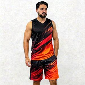 Men's V-Neck Tank Top And Shorts <b>Set</b> Sublimation Print Quick Dry <b>Knitted</b> Polyester Sporty Summer Outfit - Product Image 1