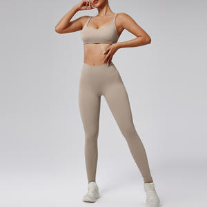 Conjunto de Yoga sin Costuras de Cintura Media para Mujer, 2 Piezas, con Sujetador Deportivo y Leggings, Tejido Transpirable de Secado Rápido - Product Image 1