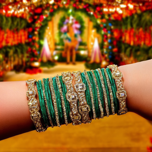 Sparkling Crystal Bracelets & <b>Bangles</b> <b>Set</b> 10575632GR_2.4 for Weddings & Festive Wear - Product Image 3
