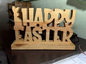 Letrero de Mesa de Madera Moderno Hecho a Mano para Feliz Pascua, Placa Decorativa con Letras de Conejo, Decoración de Mesa, Regalos de Pascua - Product Image 3