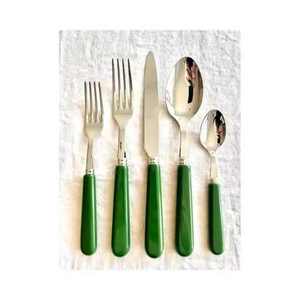 Stainless Steel & Resin <b>Silver</b> Plated Mirror Polish Eco-Friendly Long Handle Wedding Cutlery <b>Set</b> - Product Image 3