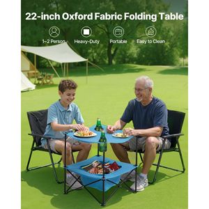Tavolo da Picnic quadrato portatile pieghevole da esterno in tessuto Oxford con 4 portabicchieri per il campeggio - Product Image 2