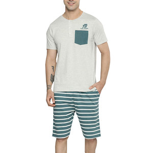 Conjunto de Camiseta y Pantalones Cortos de Verano para Hombre, 100% Algodón, Transpirable, Corte Ajustado, Manga Corta - Product Image 1