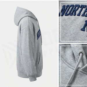 Sweat-shirt à capuche gris pour homme North Approach, coupe classique, en coton French Terry, avec poche avant, décontracté, pour l'automne - Product Image 3