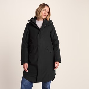 Veste de pluie imperméable à capuche noire mi-longue pour femme avec poches, manteau d'extérieur pour femme - Product Image 5