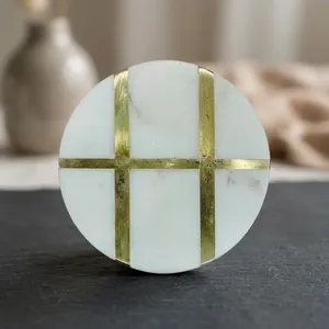 Premium Natural Marble Coasters Set Eco Friendly <b>Waterproof</b> Table Coasters for Home Kitchen Office Hotel and Villa Decor - Product Image 3