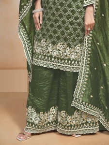 Vestido indio paquistaní Anarkali bordado trabajo Georgette Salwar Kameez traje de seda listo para boda y fiesta - Product Image 2