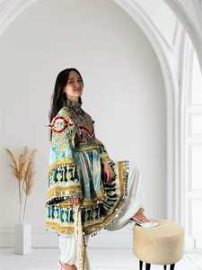 Vestidos Afganos Kuchi para Mujer, Modernos, con Apliques de Encaje, Volantes, Largos hasta el Tobillo, Corte en A, para Bodas y Fiestas, Bordados a Mano, Personalizados - Product Image 4
