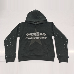 Sudadera con Capucha Personalizada con Logotipo, Estilo Urbano, para Hombre, con Pedrería, 100% Algodón, Vintage, con Estampado de Pedrería - Product Image 1