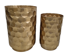 Macetas de Metal Doradas con Diseño Floral de Linea Exports Inc, Diseñadas para Decoración de Jardines por Fabricantes Indios - Product Image 1