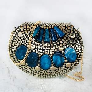 Pochette de soirée de luxe en métal antique pour femme, accessoires de mode en cristal - Product Image 4