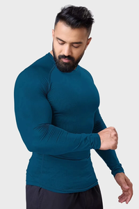 <b>mens</b> compression shirt gym fitness athletic wear quick dry <b>stretch</b> fabric training workout tee private label supplier - Product Image 6