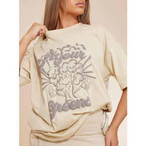 T-shirt slim fit en molleton 100 % coton vintage pour femme, impression numérique personnalisée, respirant, écologique, anti-plis, prix abordable - Product Image 4