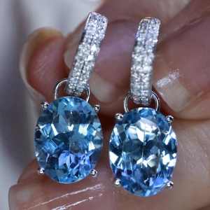 Exclusivos Pendientes de Aguamarina Natural Santa María con Incrustaciones, Hechos a Mano, Joyería Fina Personalizada, Regalo Elegante y Lujoso para Mujer - Product Image 4