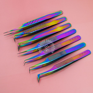 Pince à épiler d'isolation de cils de meilleure qualité, pointe en fibre, acier inoxydable, volume droit à 90 degrés, pince à épiler pour extensions de cils - Product Image 1