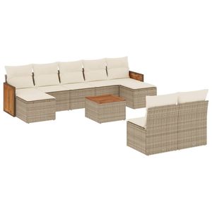 Conjunto de Sofás de Jardín de Ratán Beige, 6 Plazas, Muebles de Exterior, Diseño Contemporáneo - Product Image 2