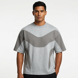 <b>Men's</b> Regular Fit Short Sleeve T-Shirt 100% Cotton Formal <b>Turtleneck</b> Solid Breathable Casual Design Gray - Product Image 2