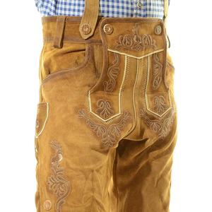 Pantalones Cortos Tradicionales Bávaros para Hombre, de Poliéster Bordado Marrón, Cintura Alta, Casuales, con Tirantes, Transpirables - Product Image 5