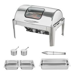 Set da Buffet con Scaldavivande in Acciaio Inox da 9 Qt con 2 Vaschette e Controllo Automatico della Temperatura - Product Image 1