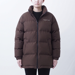 Blouson matelassé pour femme Hawk Eye, col montant, fermeture éclair sur le devant, long, chaud pour l'hiver, couleur unie, rembourrage épais en polyester - Product Image 1