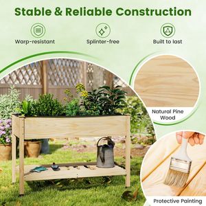 Fioriera rialzata in legno con ruote bloccabili e gambe per capanni e depositi - Product Image 5