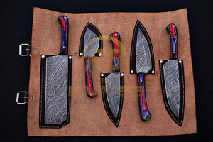 Ensemble de couteaux de cuisine en acier Damas de qualité supérieure, couteau de chef professionnel, lame ultra-affûtée VG10, manche en résine coloré, vente en gros OEM - Product Image 4