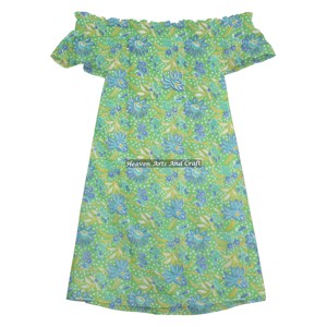 Robe à épaules dénudées en coton imprimé à la main multicolore, style européen et américain, de haute qualité, pour femmes - Product Image 4
