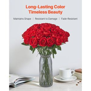 Fleurs artificielles en mousse rouge ultra-réalistes, 500 pièces en vrac, fausses roses pour bouquets de mariage DIY, douche nuptiale, tiges de mariage rouges artificielles - Product Image 3