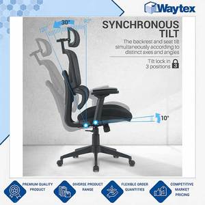 Chaise de bureau ergonomique professionnelle MATAR de qualité supérieure avec dossier haut et accoudoirs 3D Soft-Touch - Product Image 4