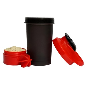 Best Quality Black Plastic <b>Shaker</b> <b>Bottle</b> with Red Lid for Gym Use Reusable Sports Drinkware at Wholesale Price from India - Product Image 1