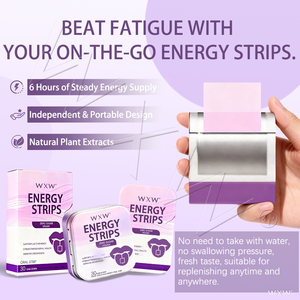 Bandes énergétiques à dissolution rapide pour adultes Sans sucre Sans goût Énergie instantanée et concentration mentale - Product Image 3