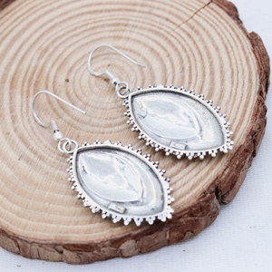 Wholesale Oxidized 925 Sterling Silver Floral Granulation Marquise Drop Earrings Memoria Jewels - Product Image 4