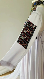 Premium Handmade Craftsmanship Traditional Embroidered Chiffon Colorful Dress Long Mirror Work Weddings Afghan Kuchi Dress - Product Image 5