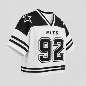 Camiseta de Fútbol Americano RITS con Cuello Mao, Tirantes Ajustables, Manga Corta, Malla Transpirable, Unisex para Adultos, 92 Tackle, Blanco Sólido - Product Image 5