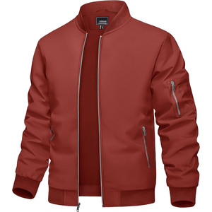 Blouson Bomber Homme à Fermeture Éclair, Col Montant, Couleur Unie, Coupe-Vent, Vêtement d'Extérieur Décontracté pour l'Automne, Coupe Droite, en Polyester - Product Image 6